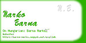 marko barna business card